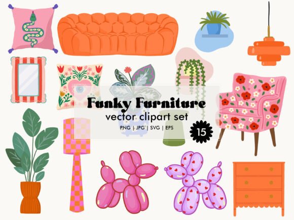 Download Funky Furniture Clipart SVG PNG Bundle - Furniture Collection