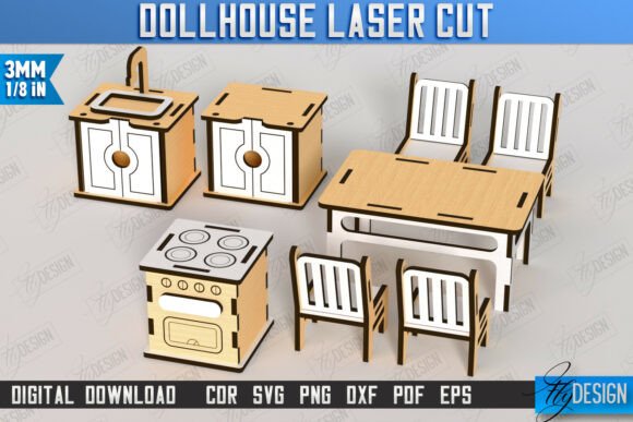 Download Dollhouse Kitchen Furniture Laser Cut - Furniture Collection