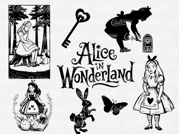 Download Alice in Wonderland Silhouette SVG, PNG - Wonderland Collection