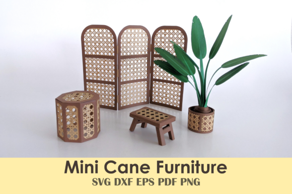 Download Mini Cane Furniture Set | 3D Papercraft - Furniture Collection